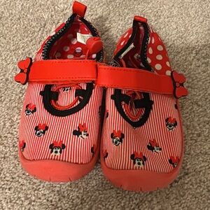 Disney Minnie Mouse Red Striped Baby Shoes